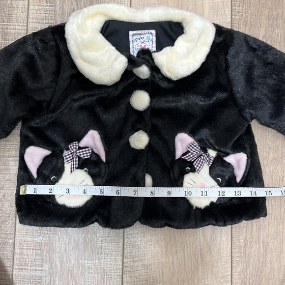 Fuzzy Wear Kitty Jacket Long Sleeve Button Up Black Size 12 - 18 M - Picture 8 of 10
